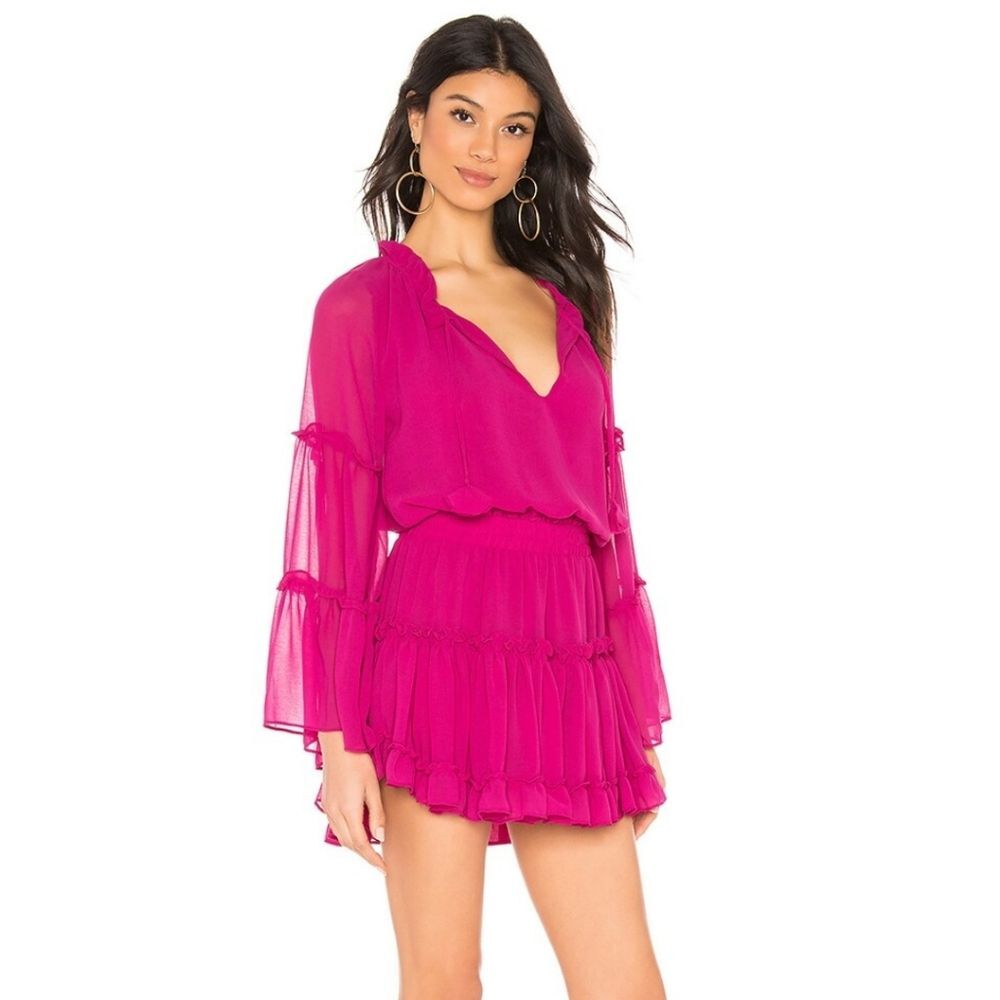 MISA Los Angeles Leeva Hot Pink Mini Dress